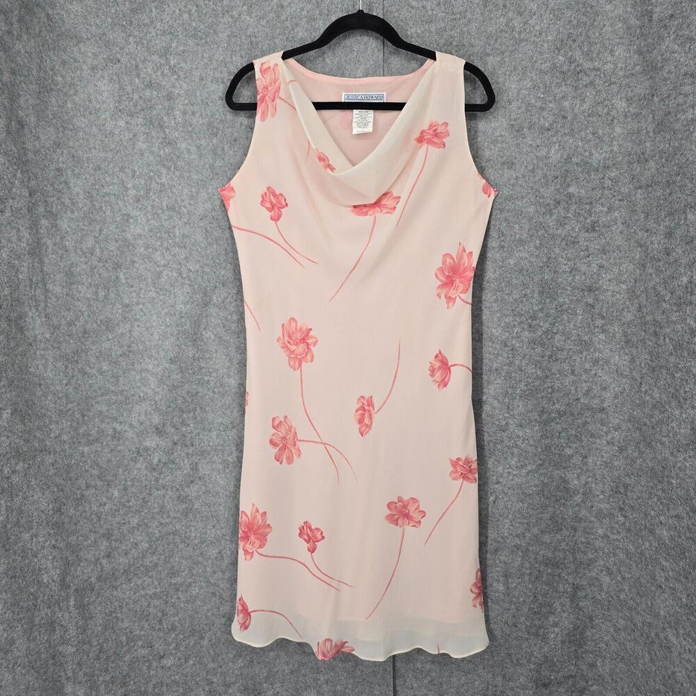 VTG Jessica Howard Petites Dress Women Size 14P Sleeveless Overlay Sheath Floral